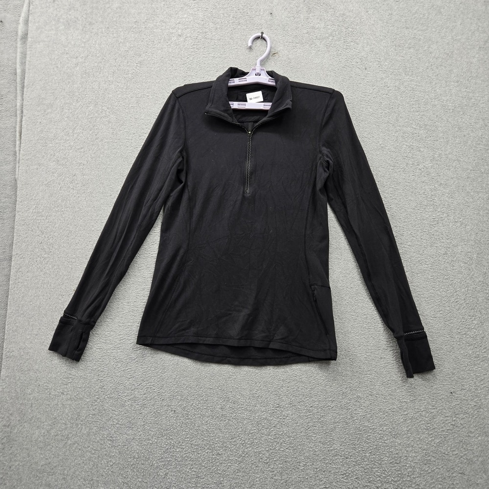 Lululemon Women Shirt 8 Black Rulu Classic Fit Logo Stretch 1/2 Zip